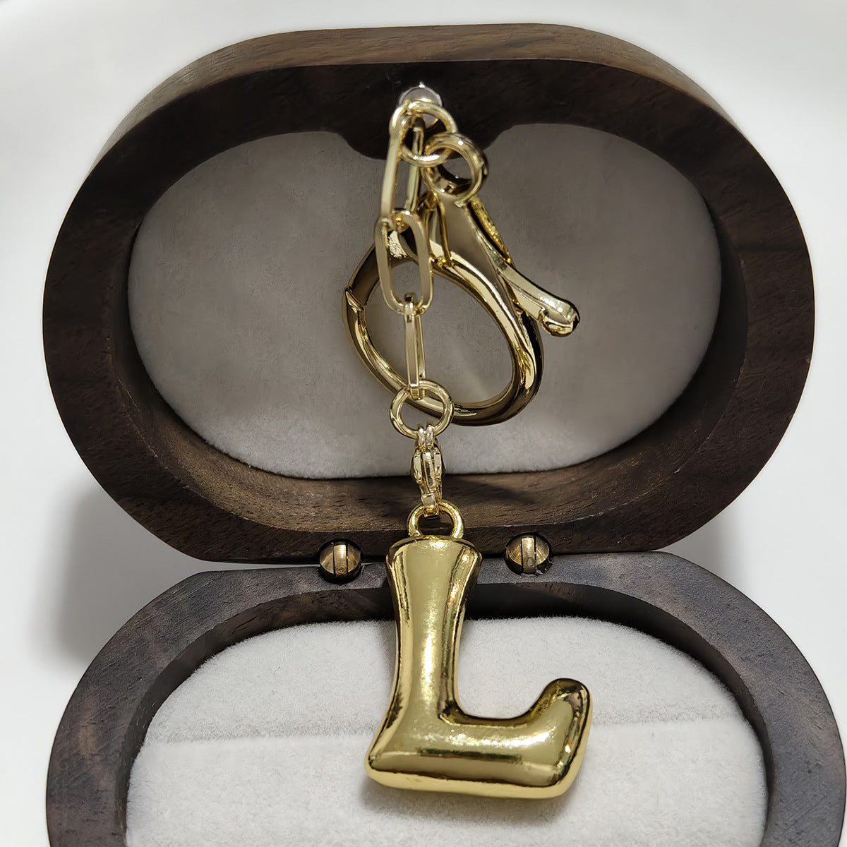 Minimalist 18K Gold Plated Letter Pendant Keychain for Brass