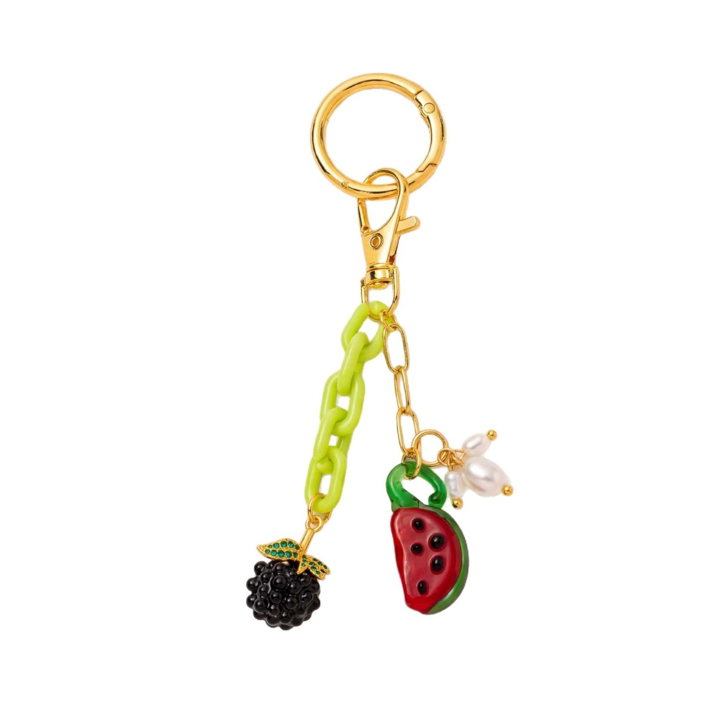 Minimalist Sweet 18K Gold Plated Brass Floral DIY Charm Bar Bag Pendant Keychain