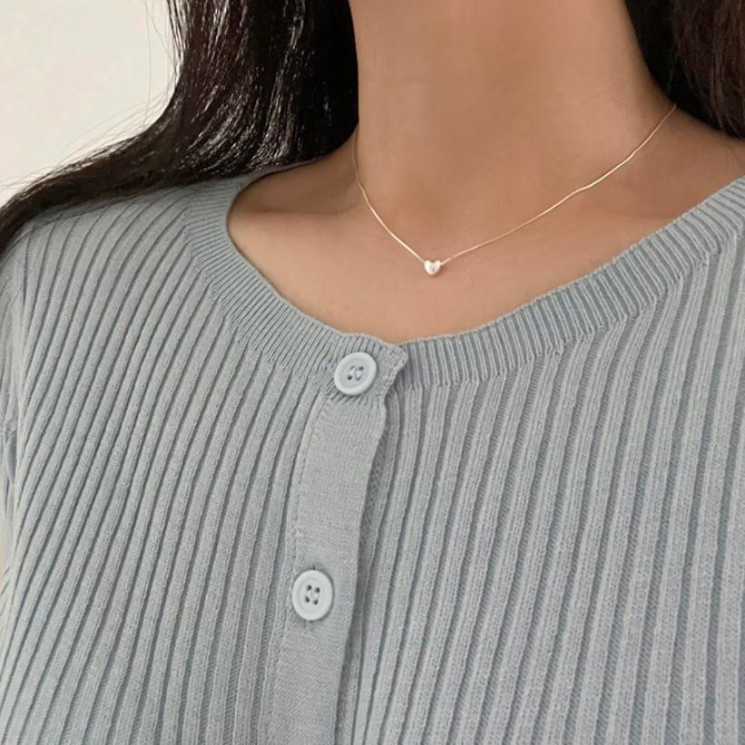 Collar de Plata de Ley 925 con Baño de Oro en Forma de Corazón Minimalista en Cadena para Mujer