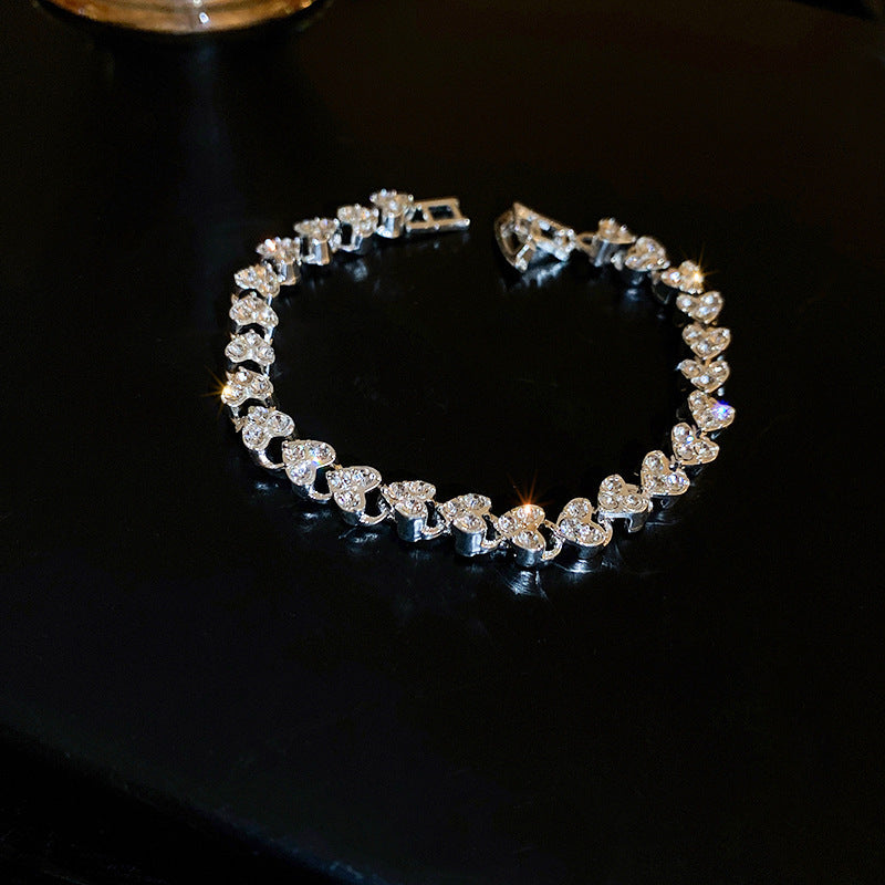 Minimalist Luxury Square Geometric Alloy Bracelet with Cubic Zirconia for Women