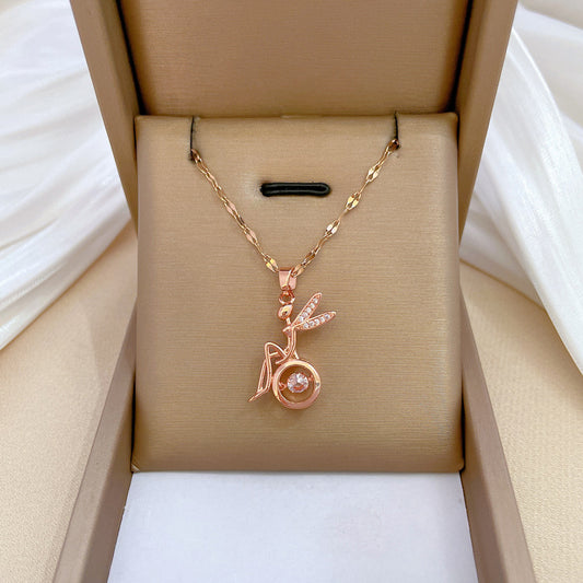Elegante collar de luna geométrica para mujer y hombre, cadena de serpiente de acero inoxidable con detalles de diamantes de imitación, joyería ligera para la clavícula