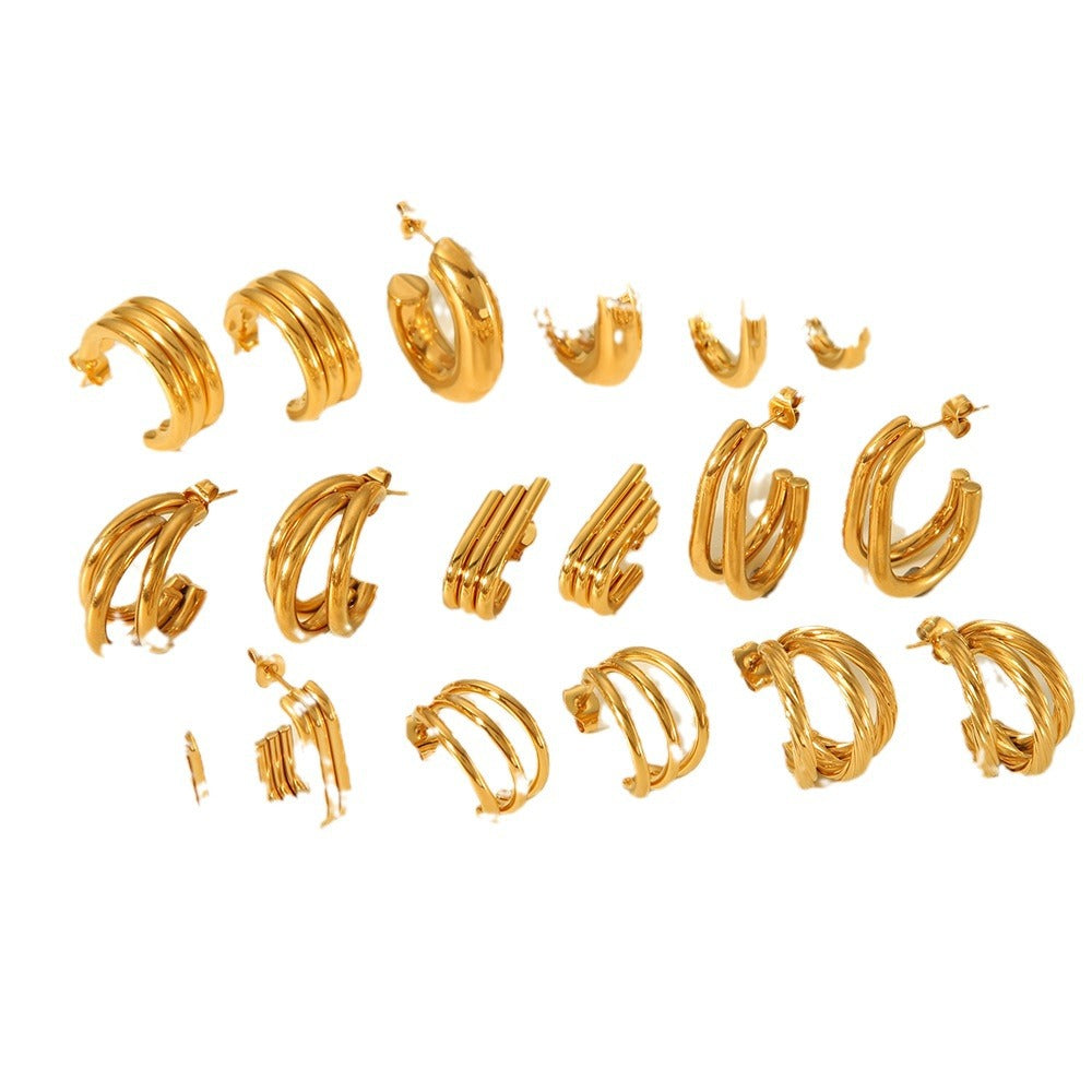 Geometric Stainless Steel Hypoallergenic Coil Earrings for Women with Plated Finish