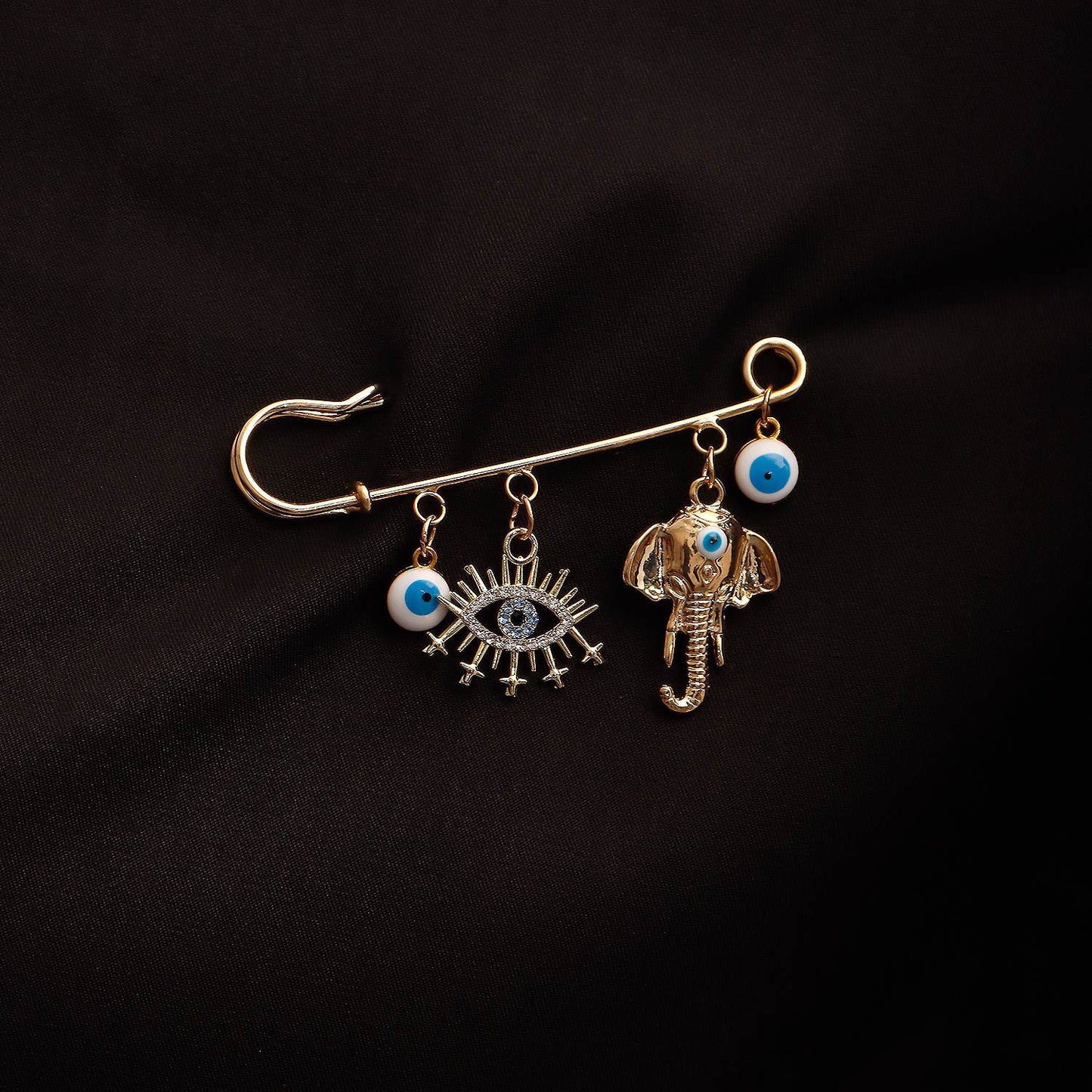 Geometric Evil Eye Brooch Pendant for Women Alloy Plated Statement Fashion Accessory