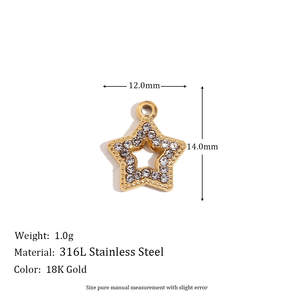 Minimalist Geometric Heart Pendant for Women Stainless Steel with 18K Gold Plating and Micro-Pave Colored Rhinestones
