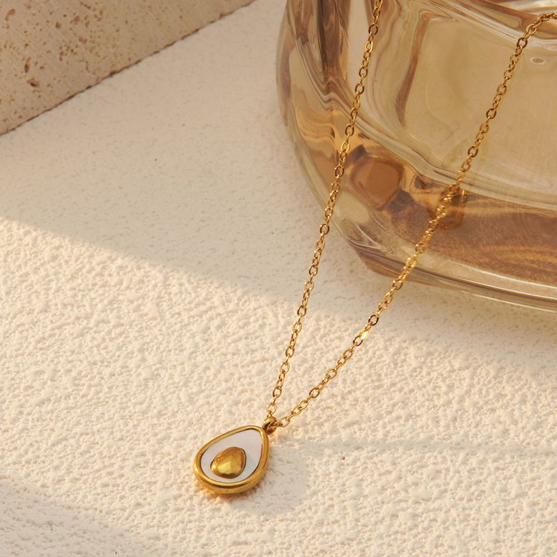 Set di gioielli placcati in acciaio inossidabile con motivo avocado minimalista da donna