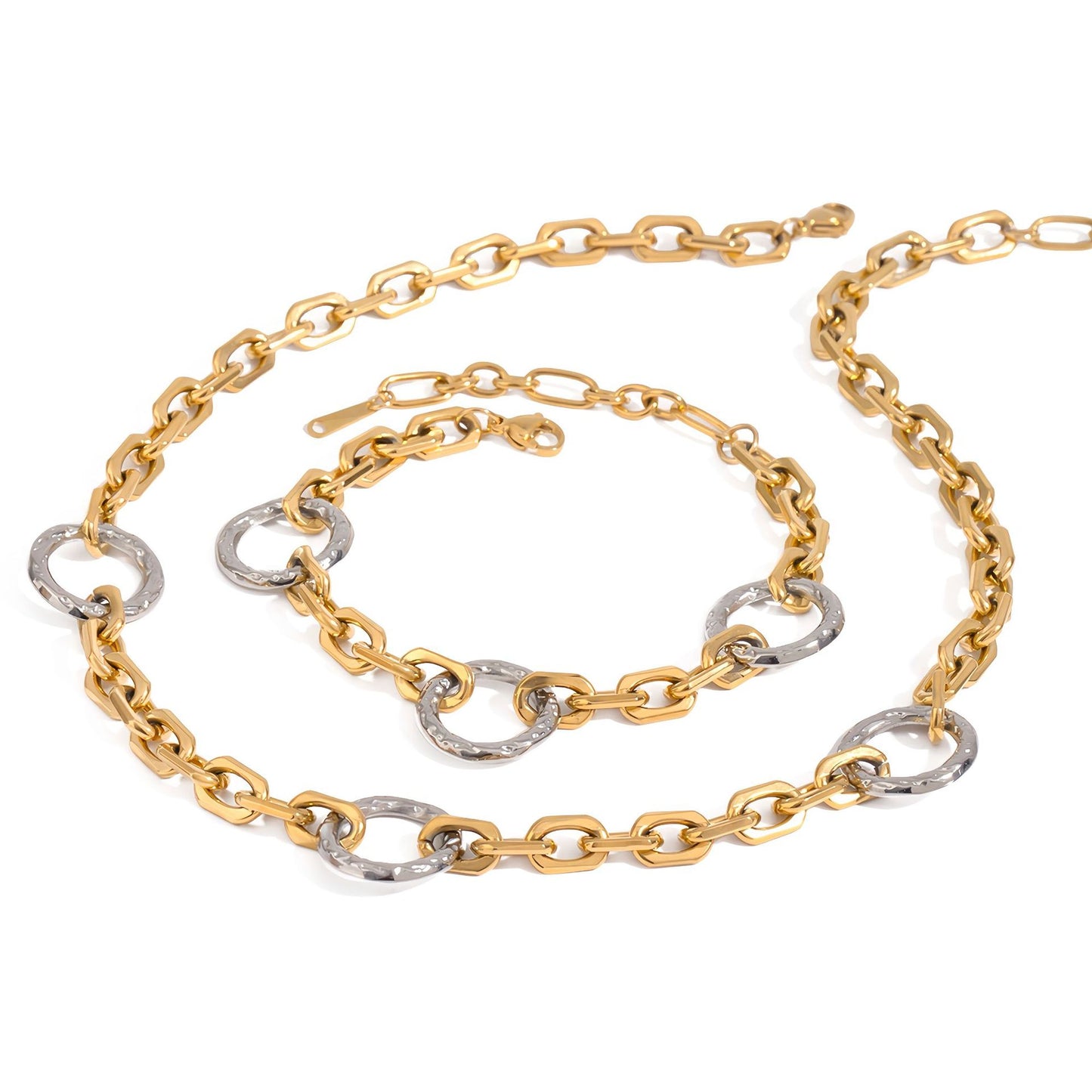 Minimalist 18K Gold Plated Geometric Oval Titanium Steel Pendant Necklace for Women
