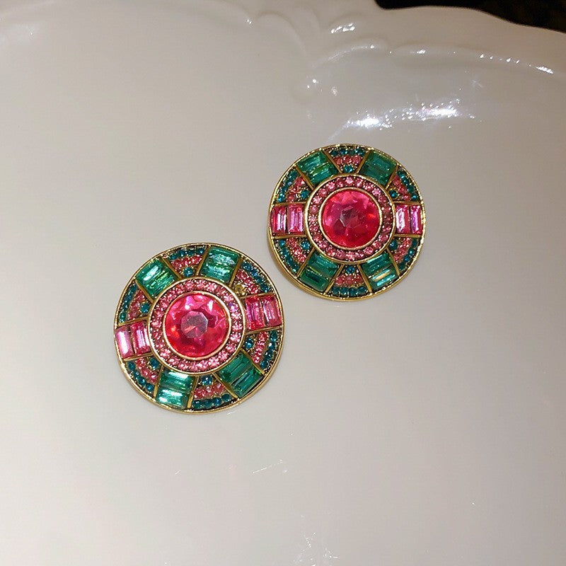 Orecchini a perno vintage in lega a forma di goccia con intarsio in strass e perni in acciaio inossidabile da donna