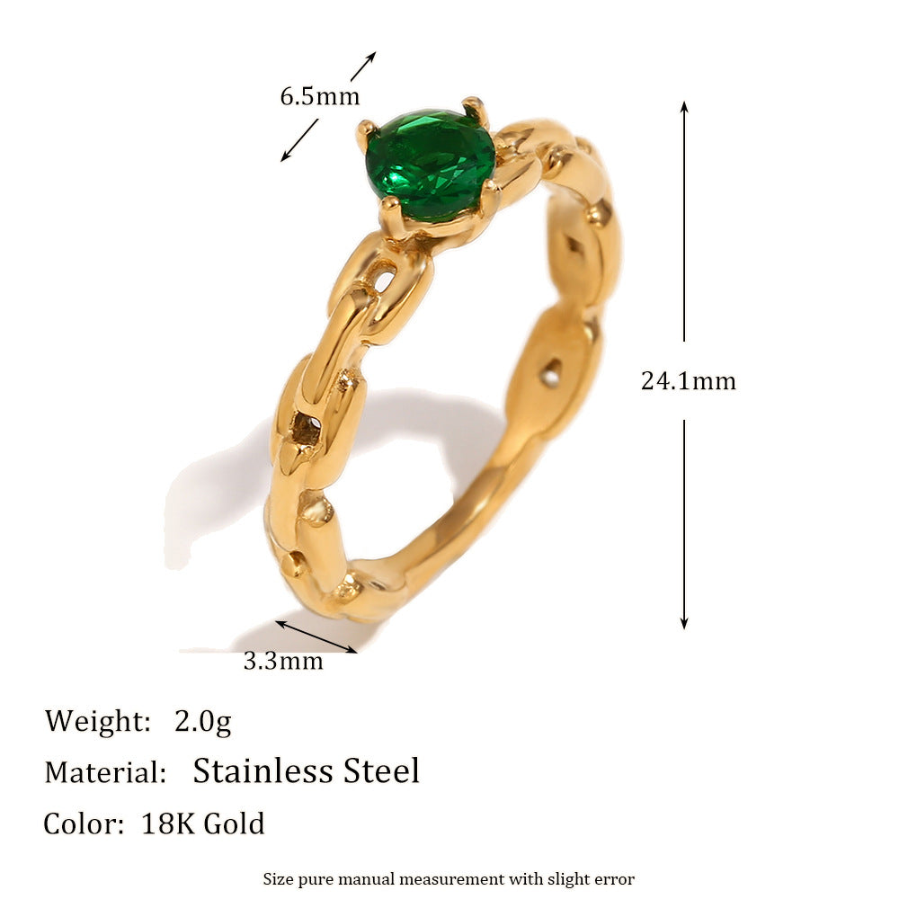 Anillo pequeño de acero inoxidable con diseño geométrico minimalista chapado en oro de 18 quilates para mujer