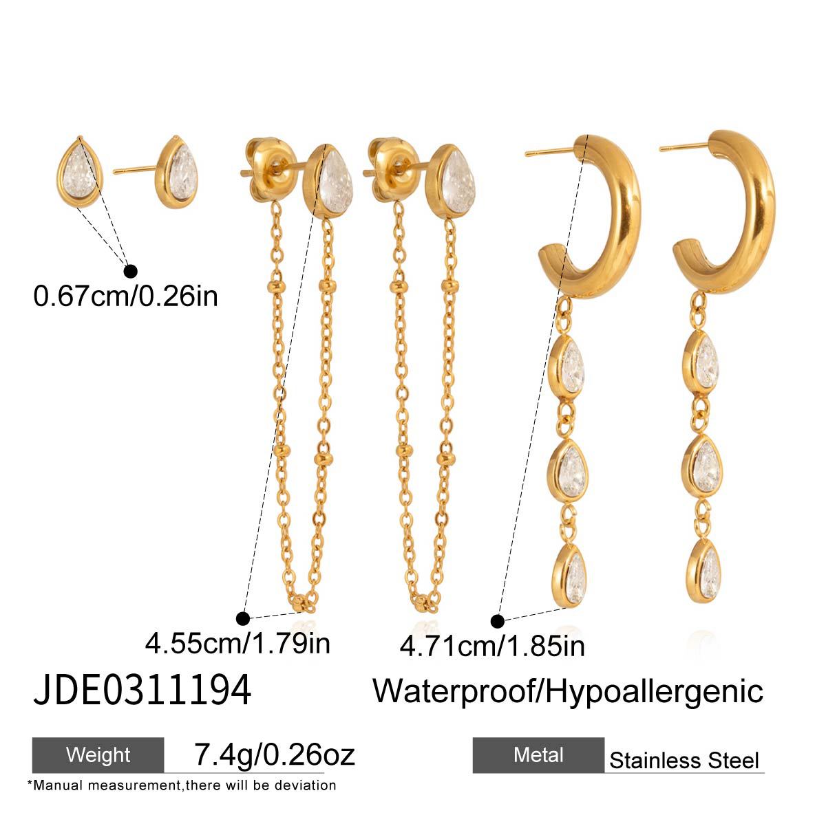 Minimalist Elegant Geometric Stainless Steel Plated Cubic Zirconia Tassel Earrings for Women