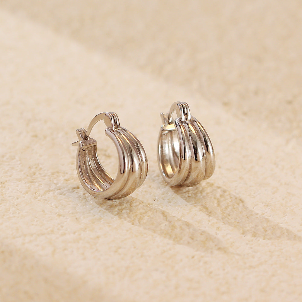 Orecchini a Cerchio da Donna in Argento Sterling S925, Minimalisti e Geometrici Lucidi