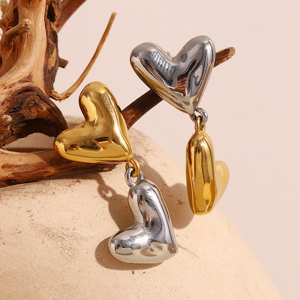 Minimalist Fashion Heart-Shaped 316L Stainless Steel Earrings with 18K Gold Plating for Women