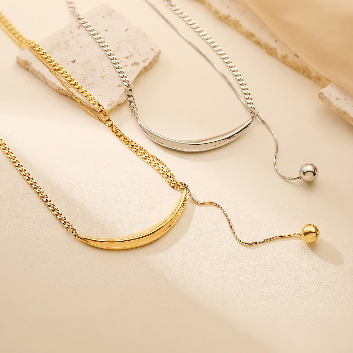 Minimalist Geometric Stainless Steel Clavicle Necklace for Women with Irregular Design