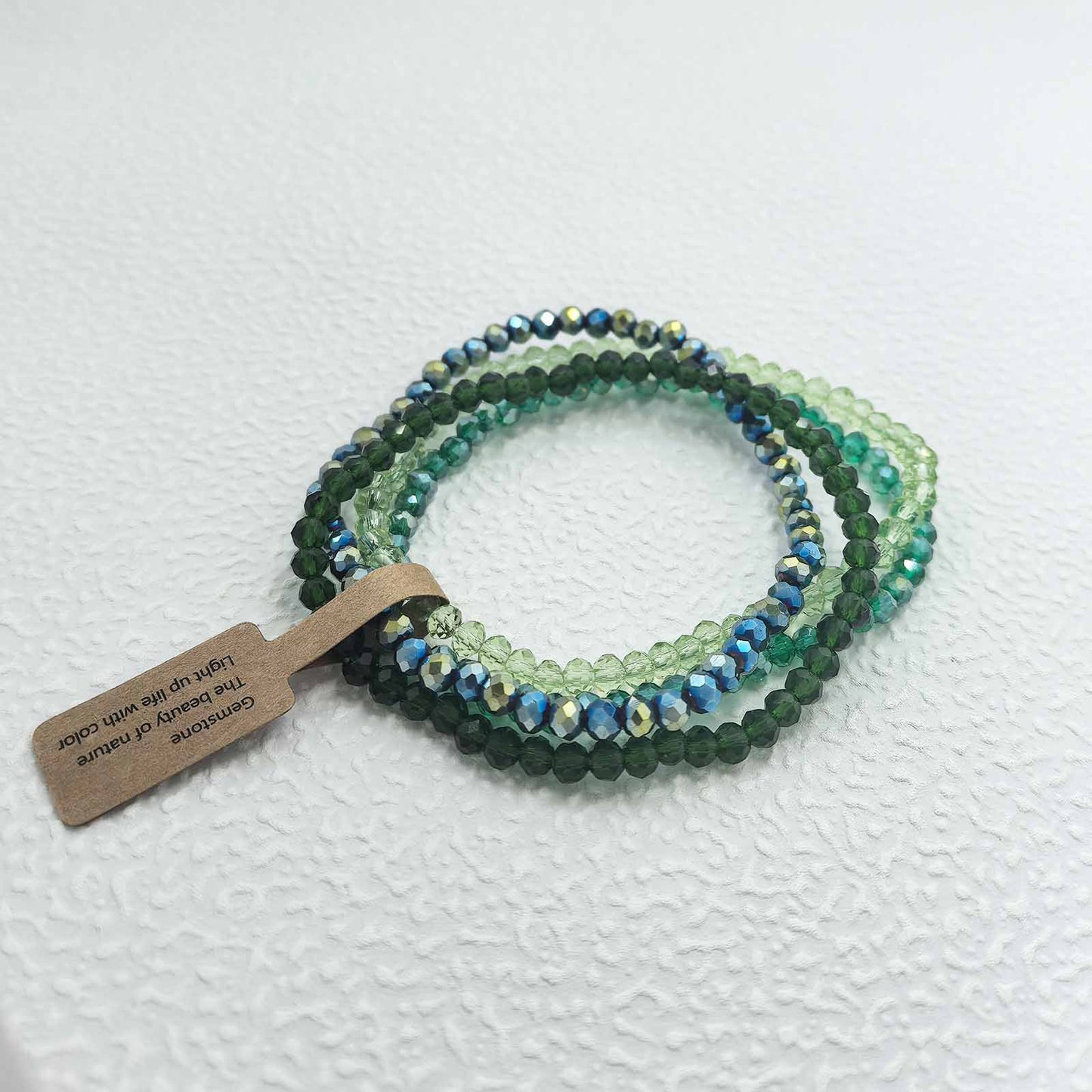 Casual Geometric Faceted Crystal Beaded Stretch Bracelet Set for Unisex
