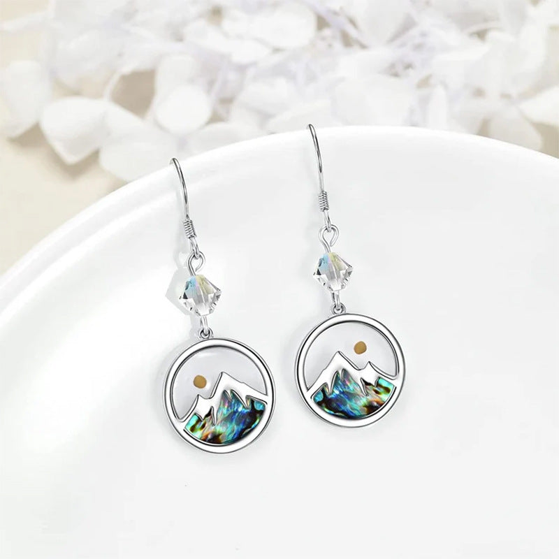 Minimalist Geometric Round Mountain Pendant Earrings in Stainless Steel with Polished Finish and Faith-Inspired Design