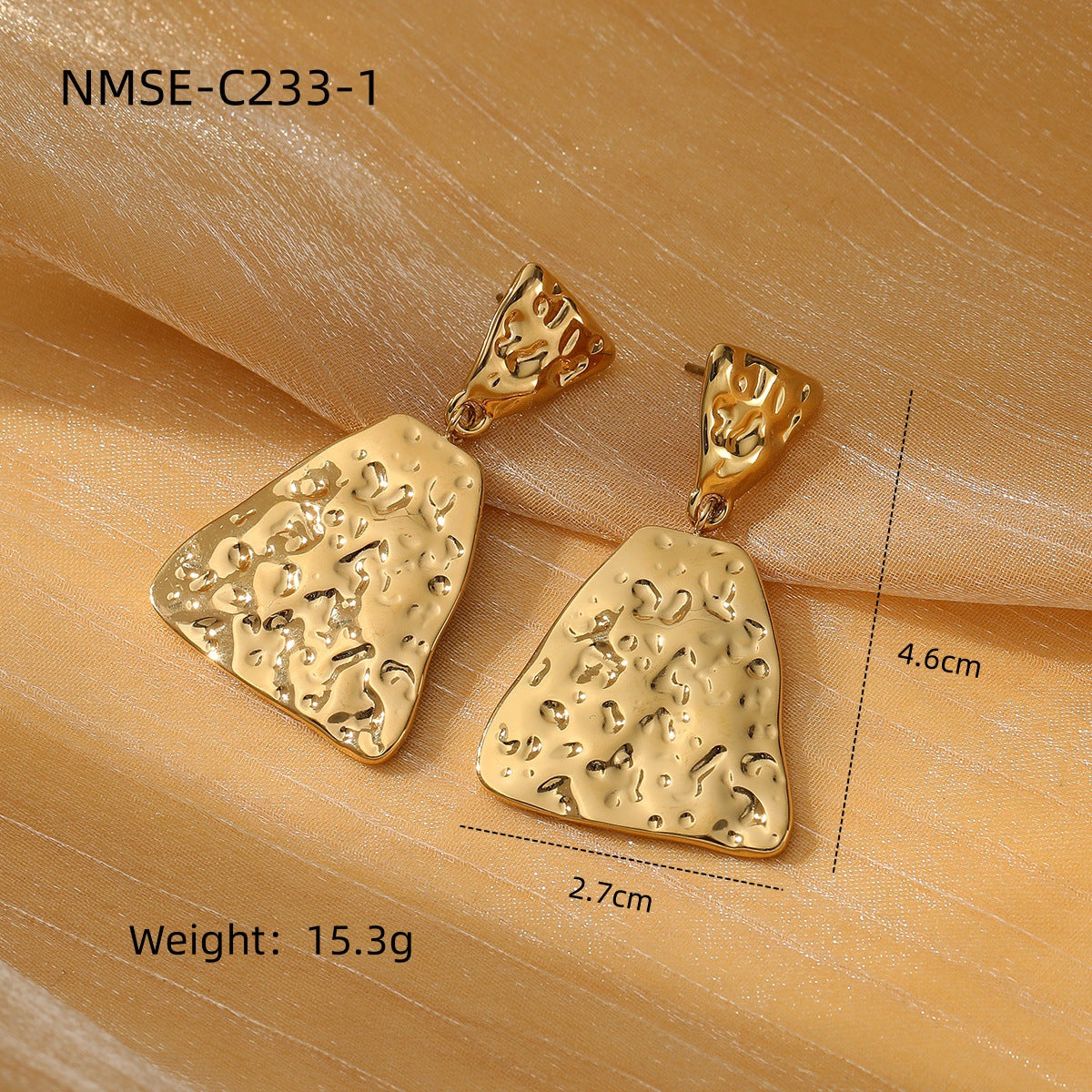 Orecchini minimalistici geometrici triangolari e quadrati in acciaio inossidabile con placcatura in oro 18 carati da donna