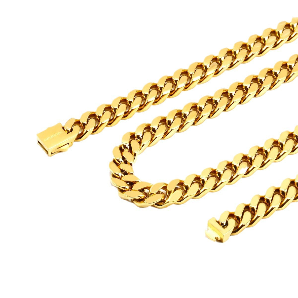 Geometric Miami Cuban Link Necklace for Men and Women in Stainless Steel with Plated Finish