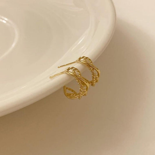Orecchini a perno da donna in argento Sterling 925 a forma di cuore, minimalisti, a corda intrecciata