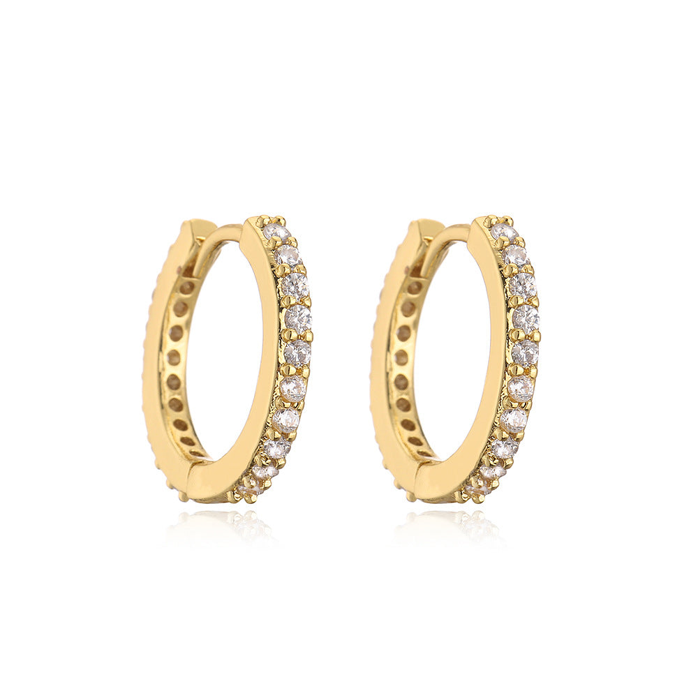 Minimalist Geometric Hoop Earrings for Women in Copper with Micro-Pave Setting