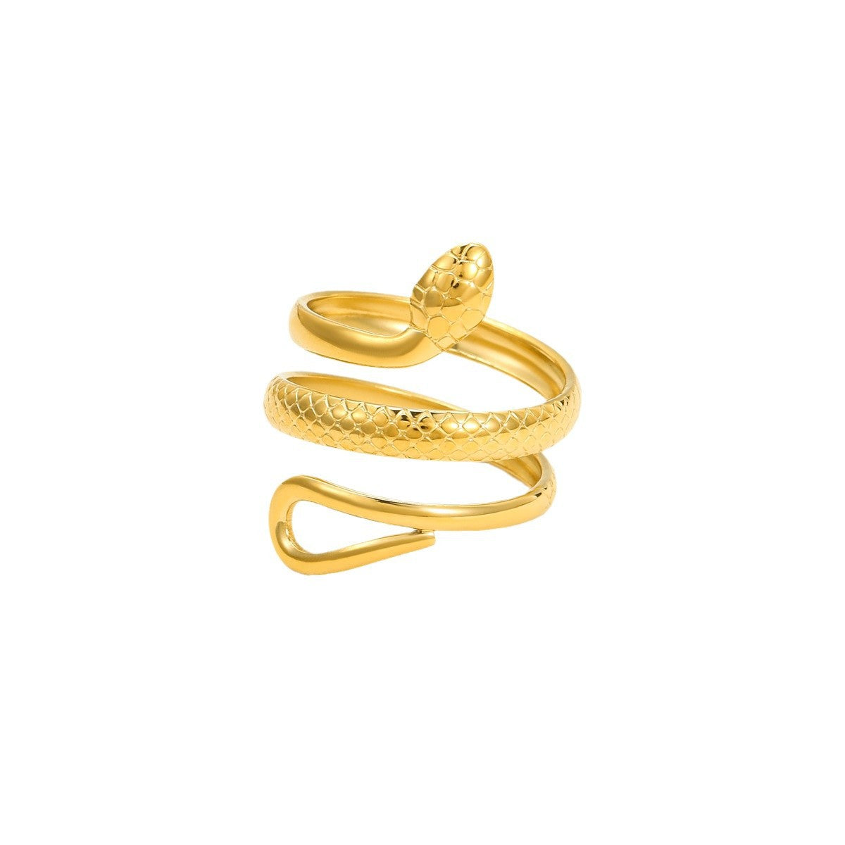 Minimalist Snake-Shaped Stainless Steel Ring with 18K Gold Plating for Women