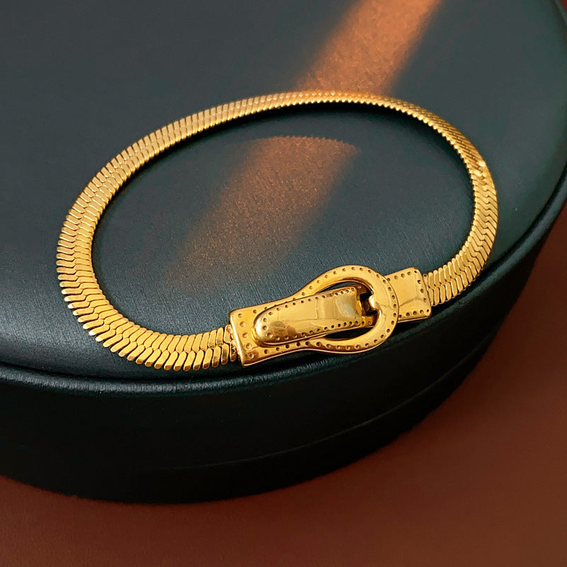 Luxury Elegant Geometric Alloy Plated Bracelet with Cubic Zirconia for Women