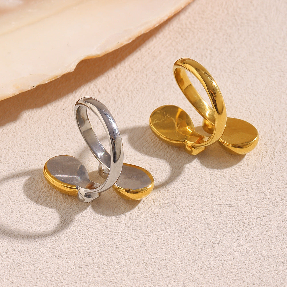 Anello vintage francese in acciaio inossidabile con placcatura in oro 18 carati e design a testa di serpente con zirconi per donna