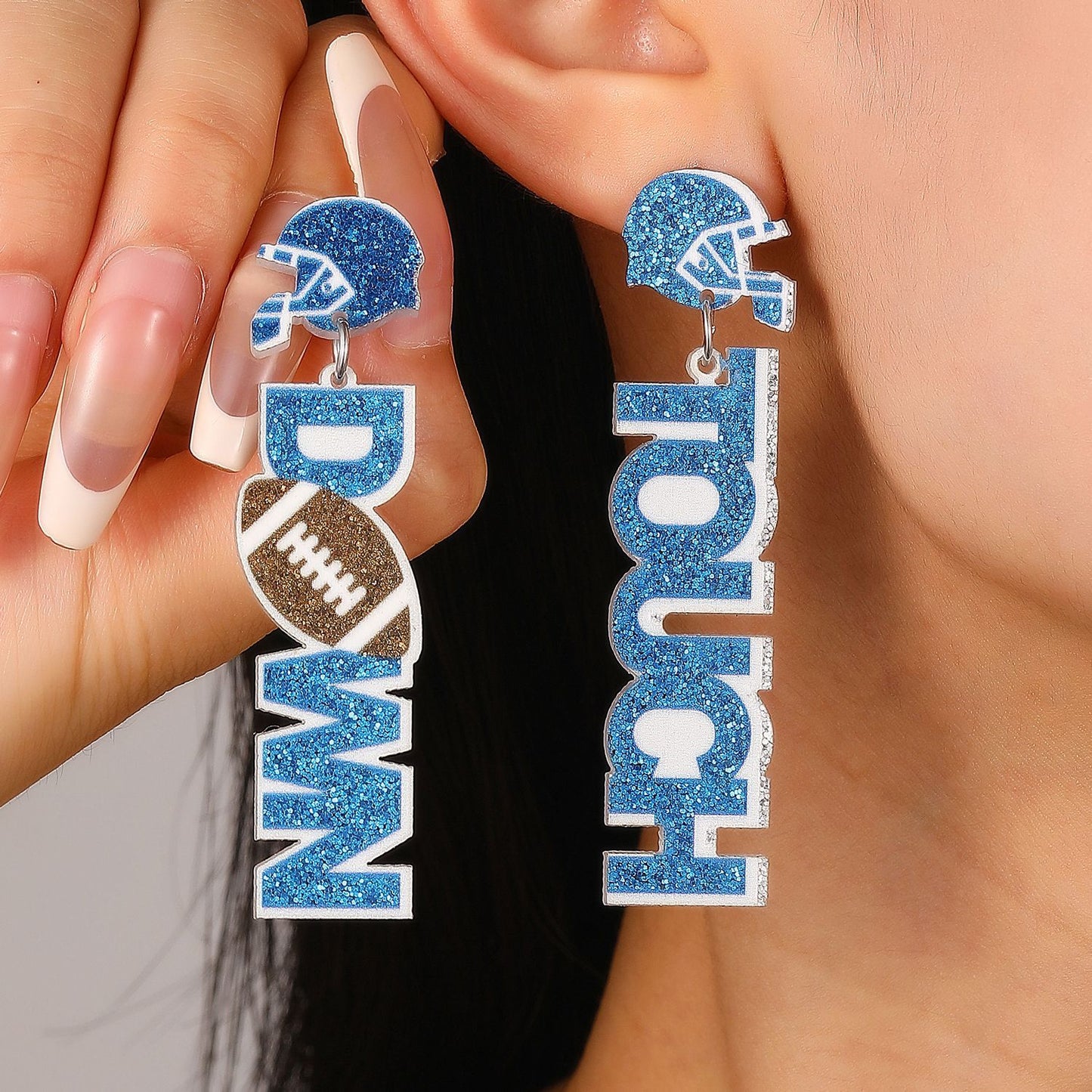 Vintage Acrylic Heart Stud Earrings with Sports Ball Print for Women