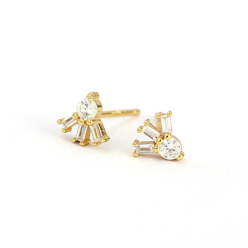 Orecchini minimalistici geometrici quadrati con zirconi cubici in argento sterling 925