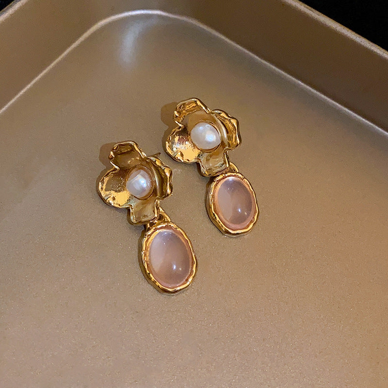 Orecchini a perno da donna geometrici floreali vintage in lega con finitura placcata, eleganti retrò
