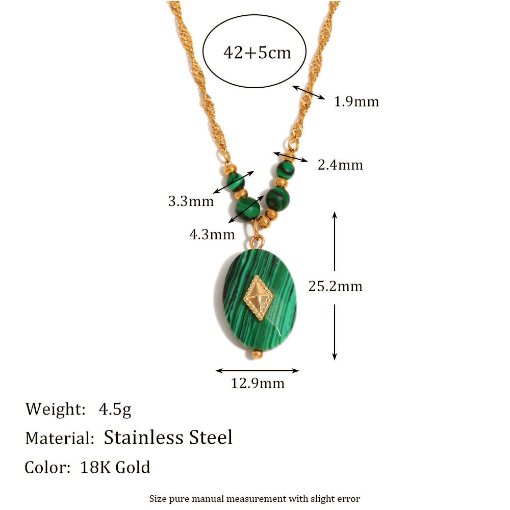 Elegante Collana con Ciondolo a Stella a Quattro Punte Ovale in Acciaio Inossidabile con Placcatura in Oro 18K da Donna