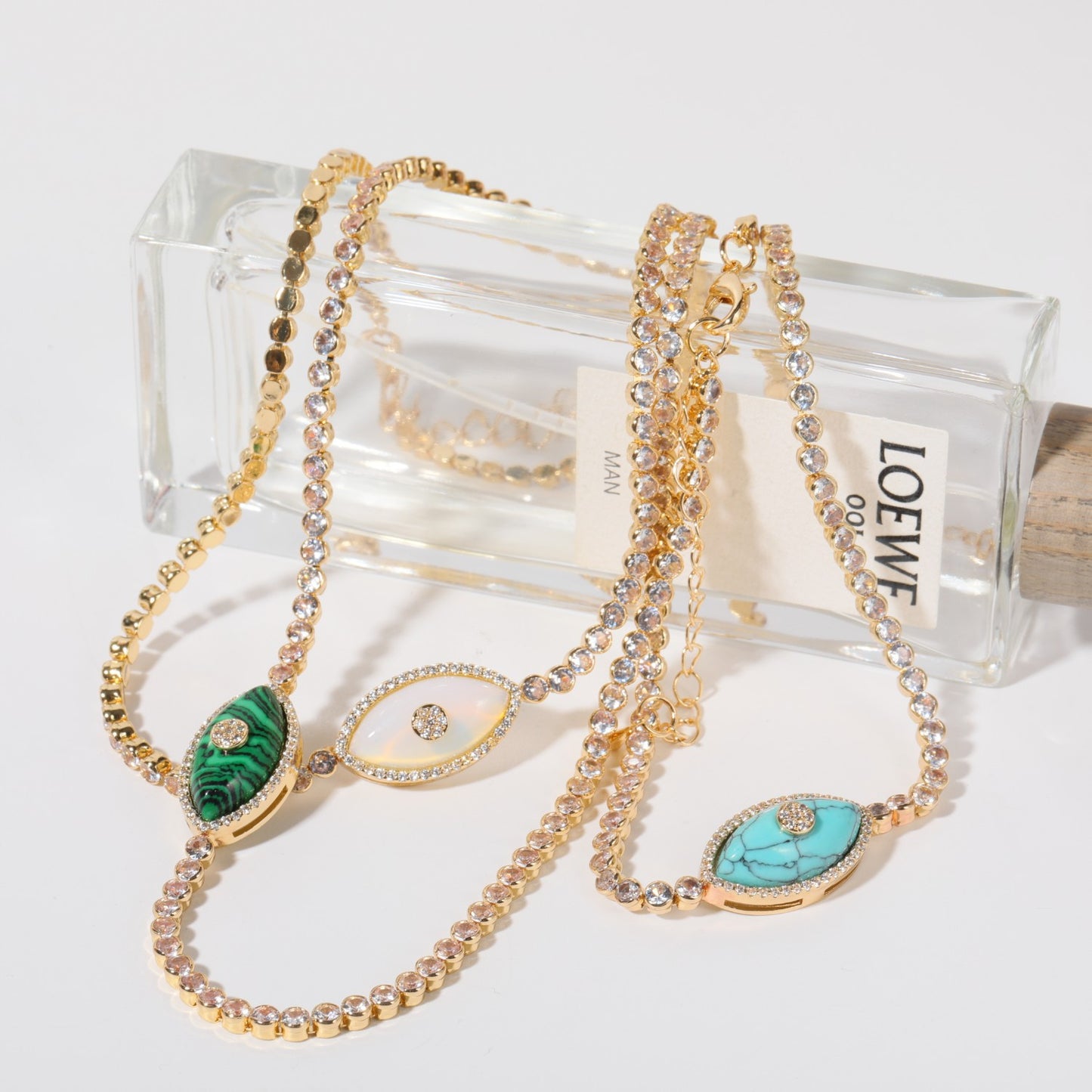 Fashion-Forward Teardrop-Shaped Evil Eye Pendant Necklace in Copper with Titanium Steel Charm and 18K Gold Plating