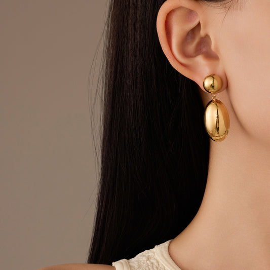 Vintage Stainless Steel Polished Teardrop-Shaped Earrings for Women