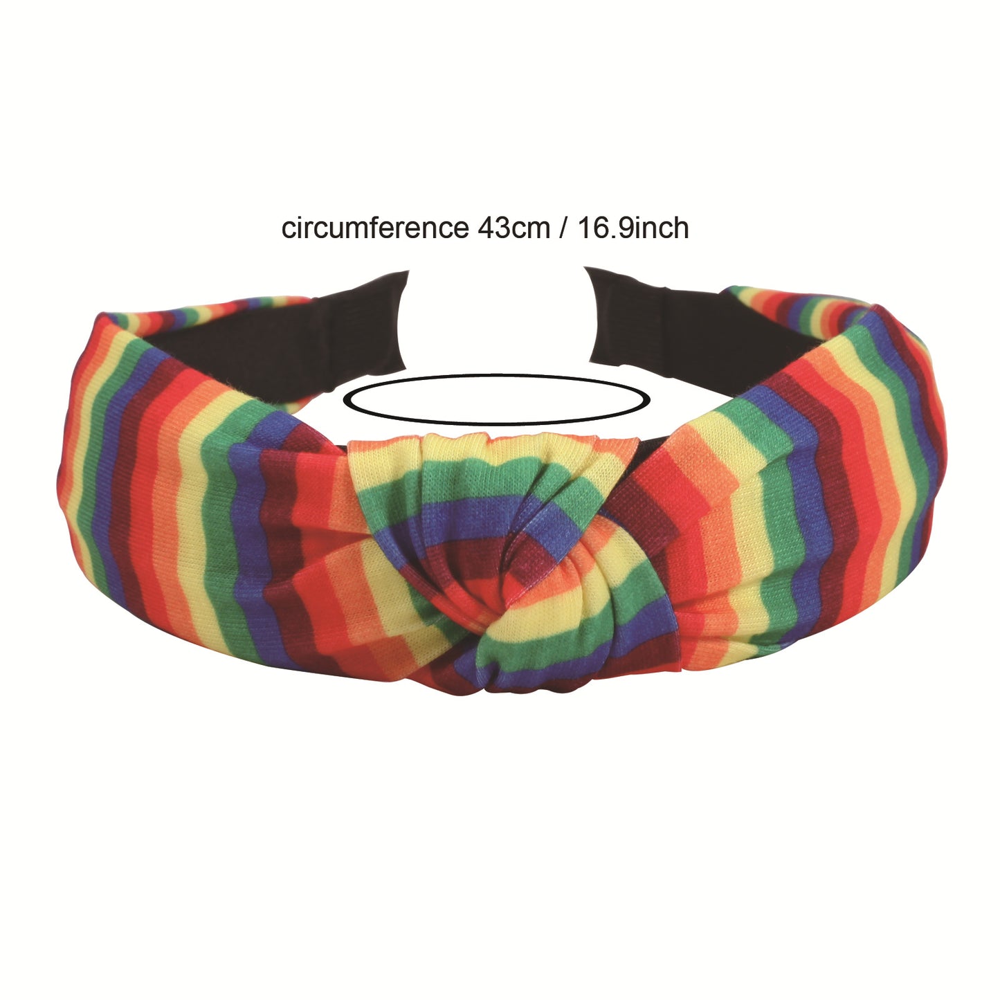 Cerchietto da donna in tessuto vintage con stampa geometrica a righe arcobaleno