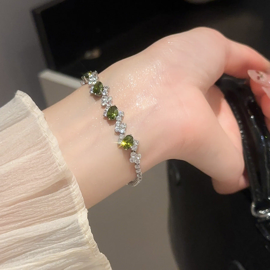 Luxury Vintage Geometric Floral Bracelet 18K Gold Plated Copper Rhinestone Inlay for Women