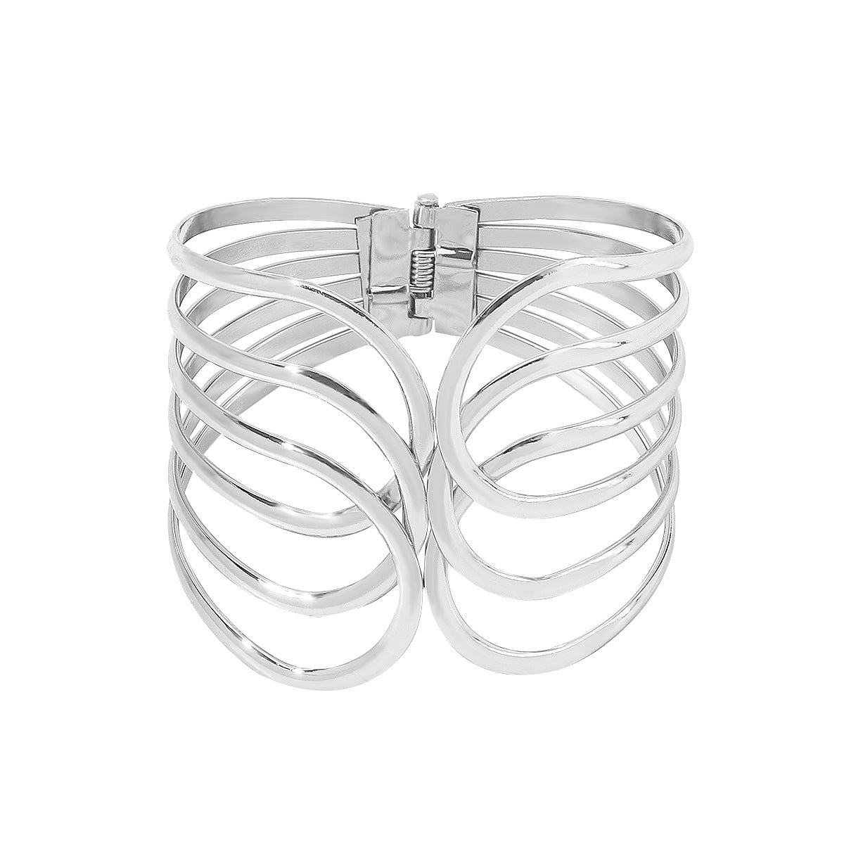 Pulsera geométrica vintage de aleación con acabado chapado, diseño de apertura de resorte para mujer