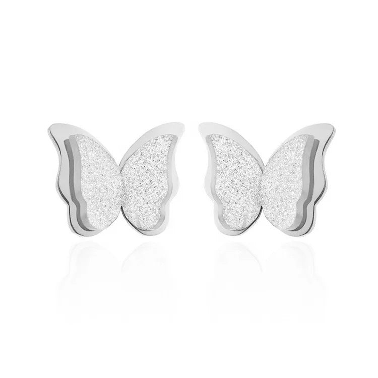 Orecchini da donna minimalisti in acciaio al titanio a forma di farfalla con placcatura in oro 18 carati