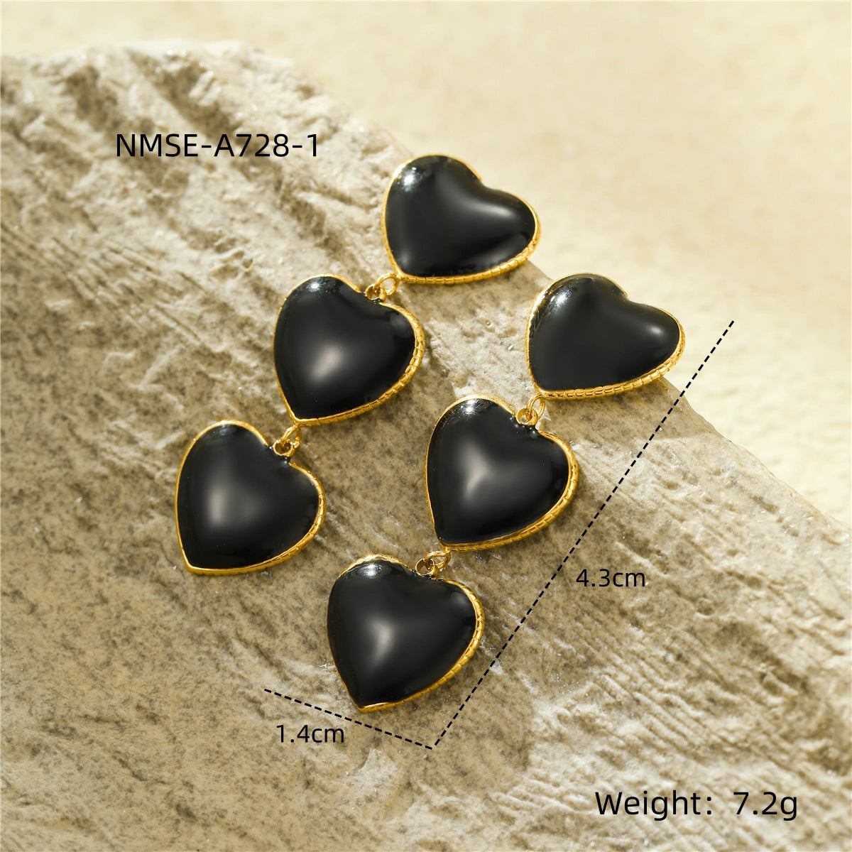 Orecchini a Perno da Donna in Acciaio Inossidabile con Smalto a Forma di Cuore Minimalista, con Design Geometrico e Ondulato