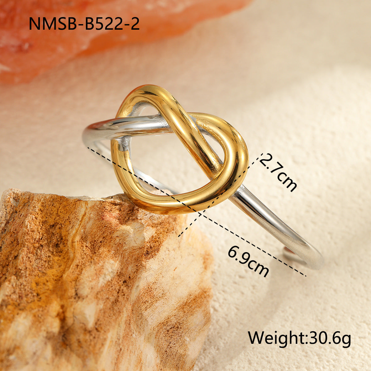 Geometric Line Pattern Titanium Steel Bracelet with Gold and Silver Tone Plating for Women