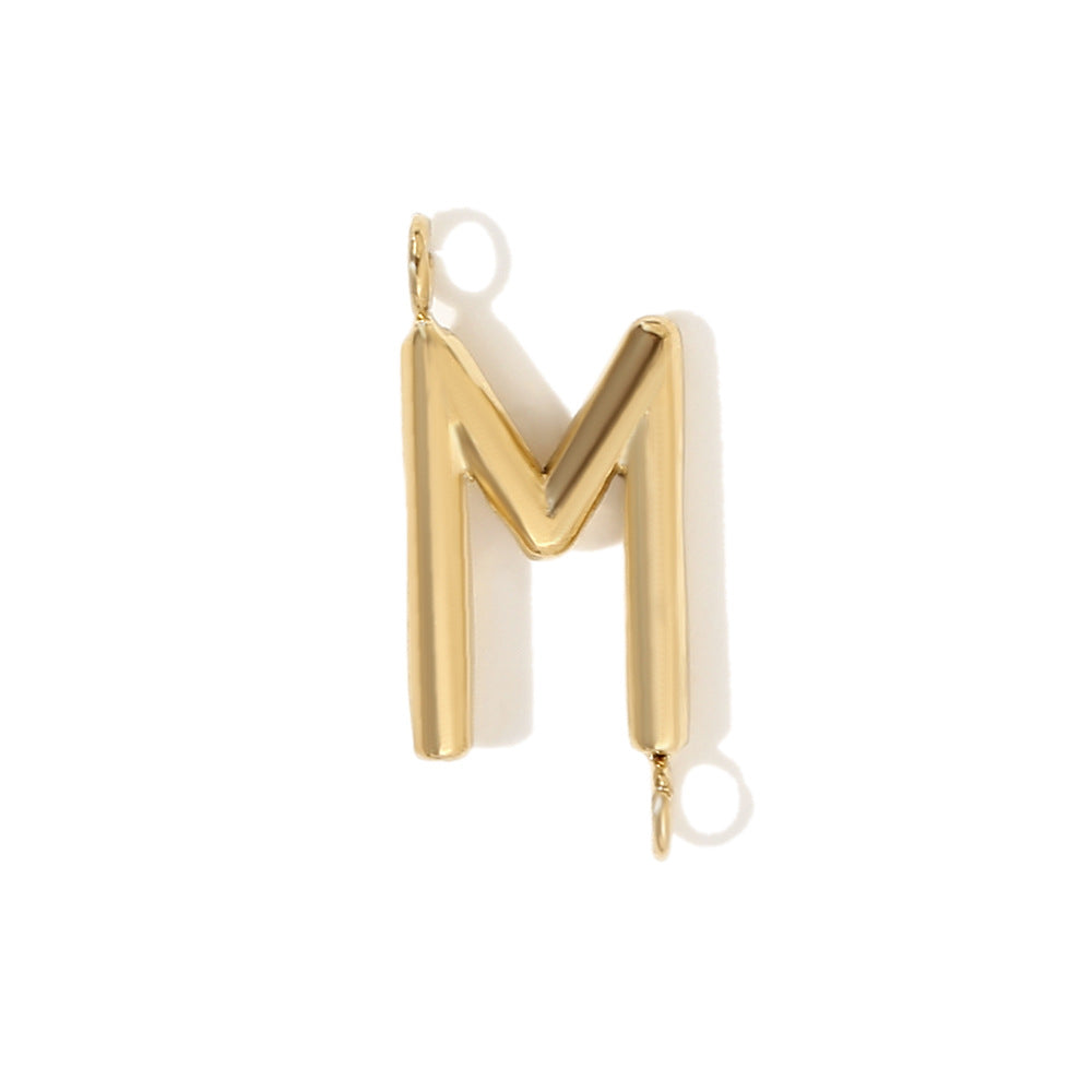 Minimalist 18K Gold Plated Stainless Steel Letter Charm Bar