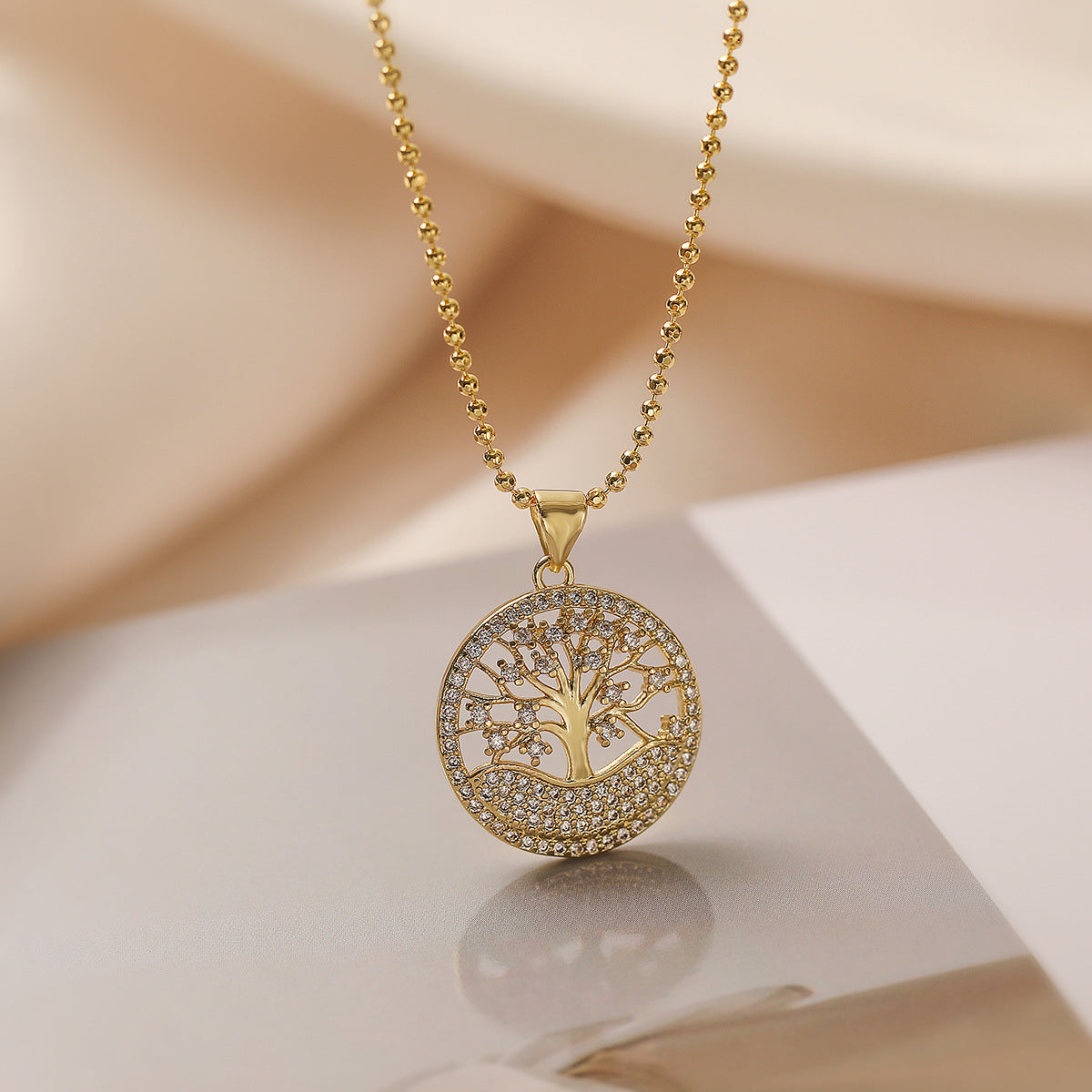 Collana con ciondolo Albero della Vita geometrico minimalista irregolare da donna in rame