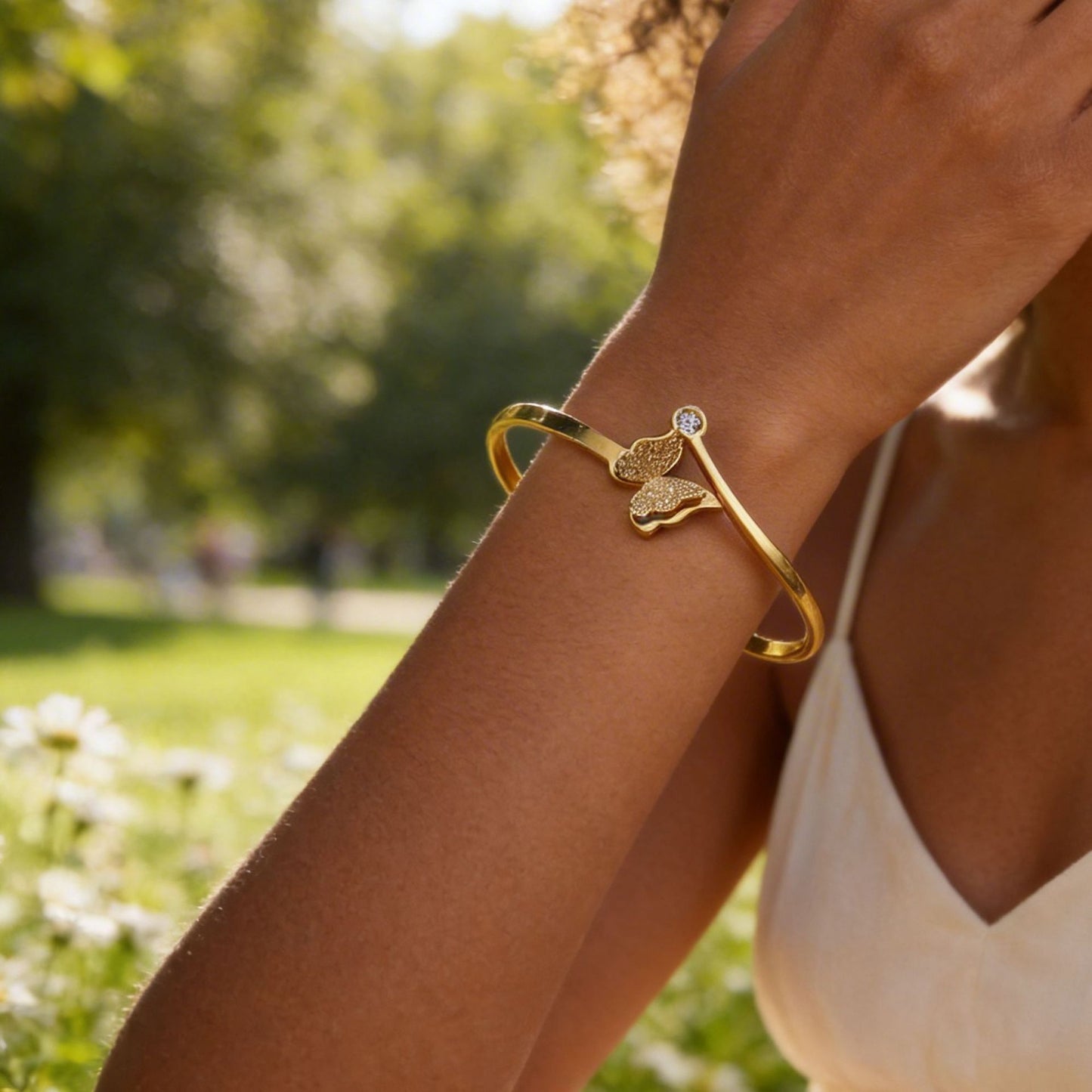 Minimalist Matte Titanium Steel Butterfly Bracelet for Women