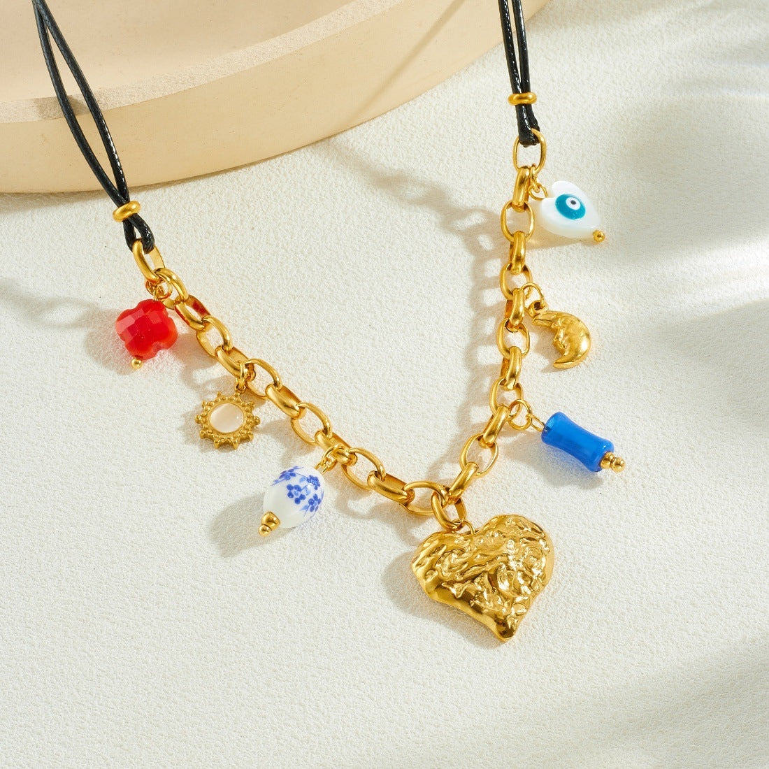 Vintage Gold Plated Irregular 3D Heart Stainless Steel Necklace