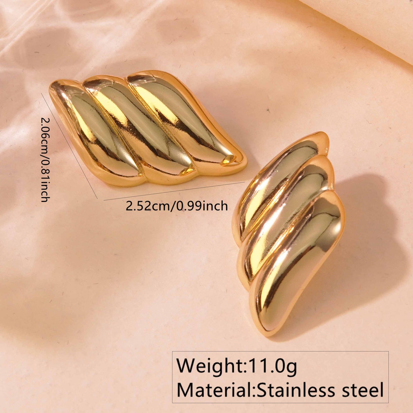 Elegant Gold Plated Stainless Steel Leaf Earrings for Women
