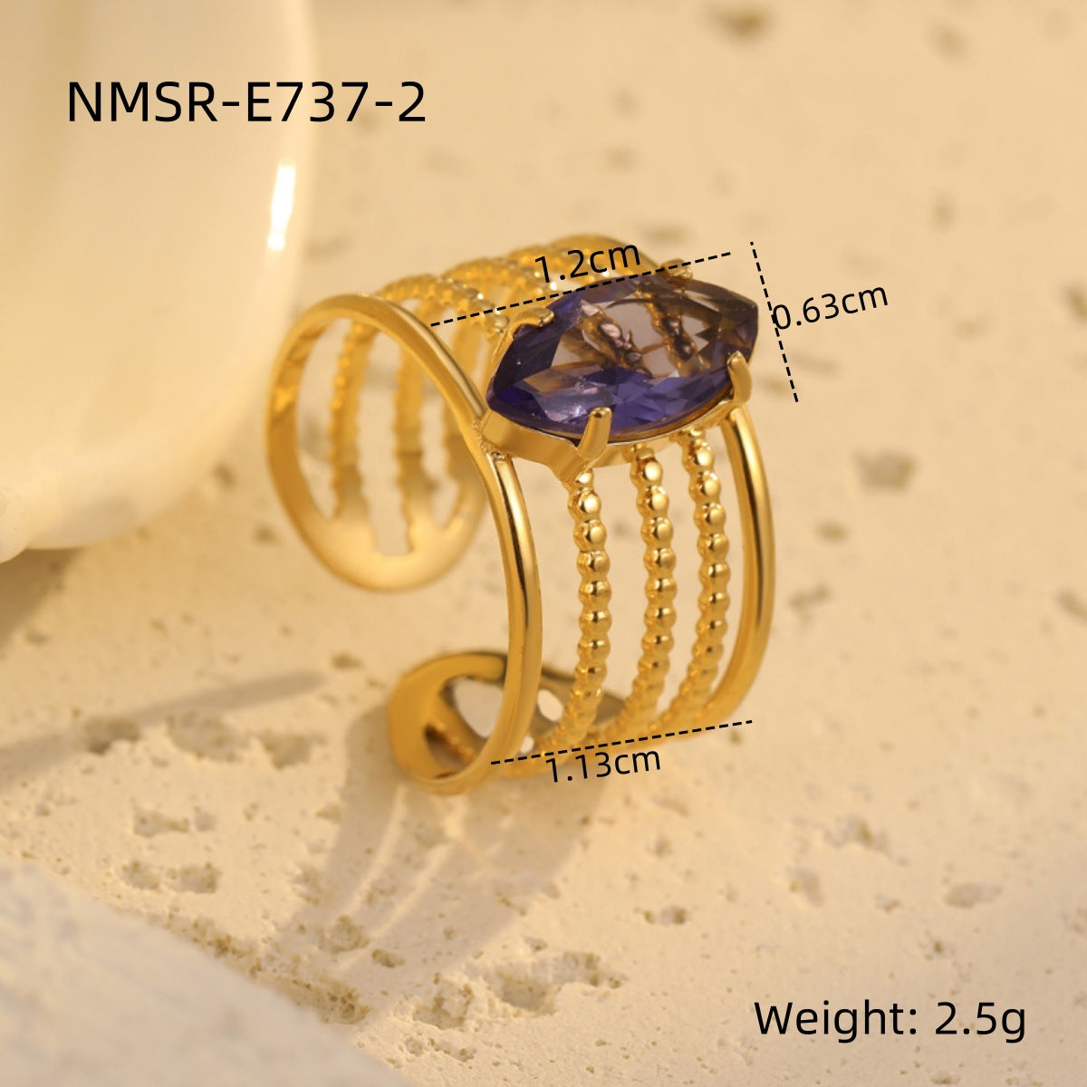 Anillo minimalista de acero inoxidable chapado para mujer, con forma de gota de agua y diseño calado, accesorio de moda de lujo