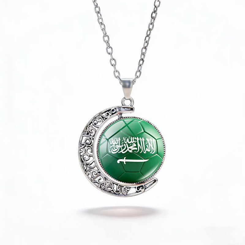 Casual Unisex Alloy Plated Moon Geometric Pendant Crystal Necklace