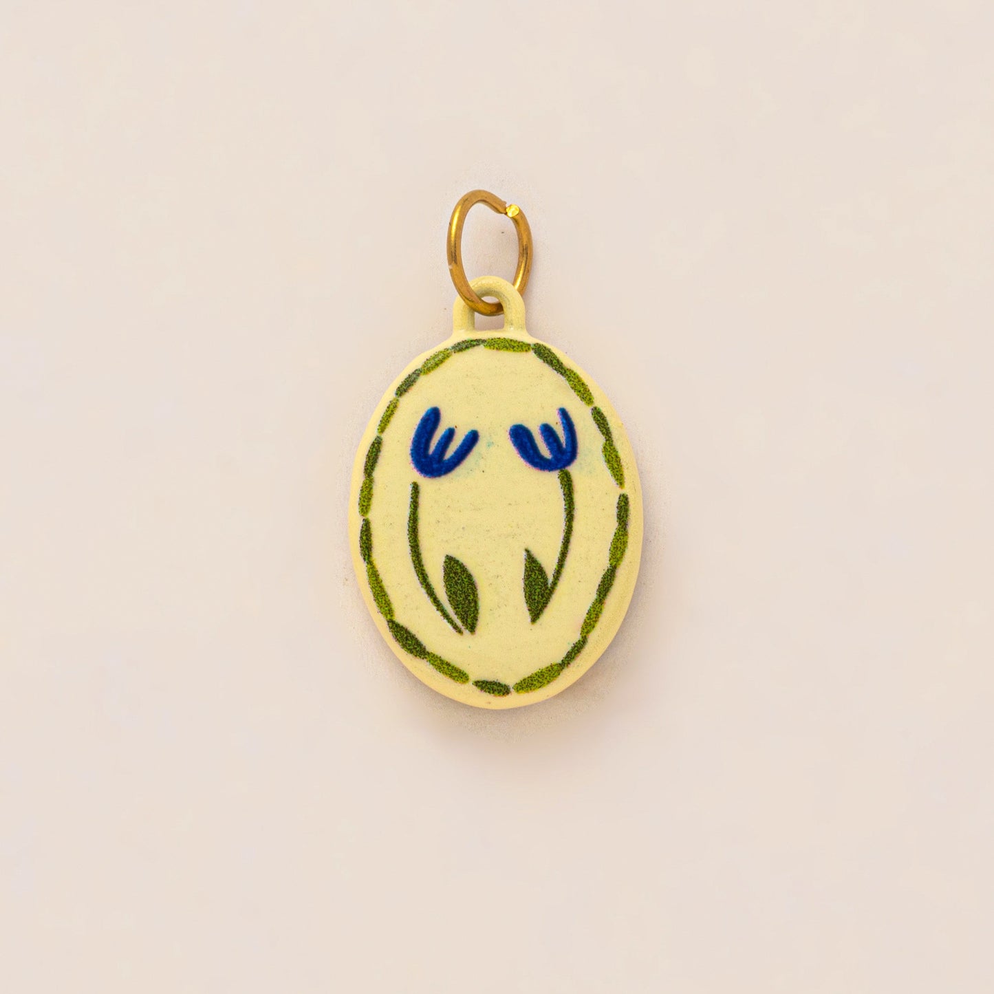 Vintage 18K Gold Plated Stainless Steel Floral Fish Charm Bar