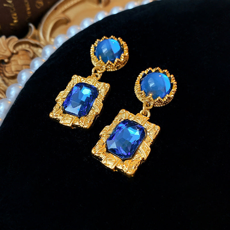 Vintage Geometric Alloy Earrings with Gold-Plated Finish and Stainless Steel Posts for Women