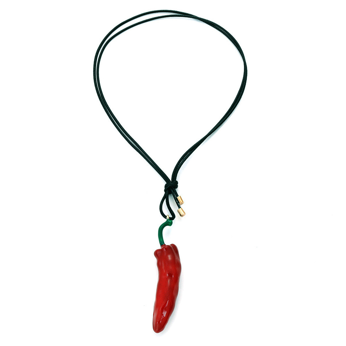 Collar con colgante de ají rojo, dulce y atrevido, en aleación con acabado esmaltado, diseño geométrico, longitud ajustable.