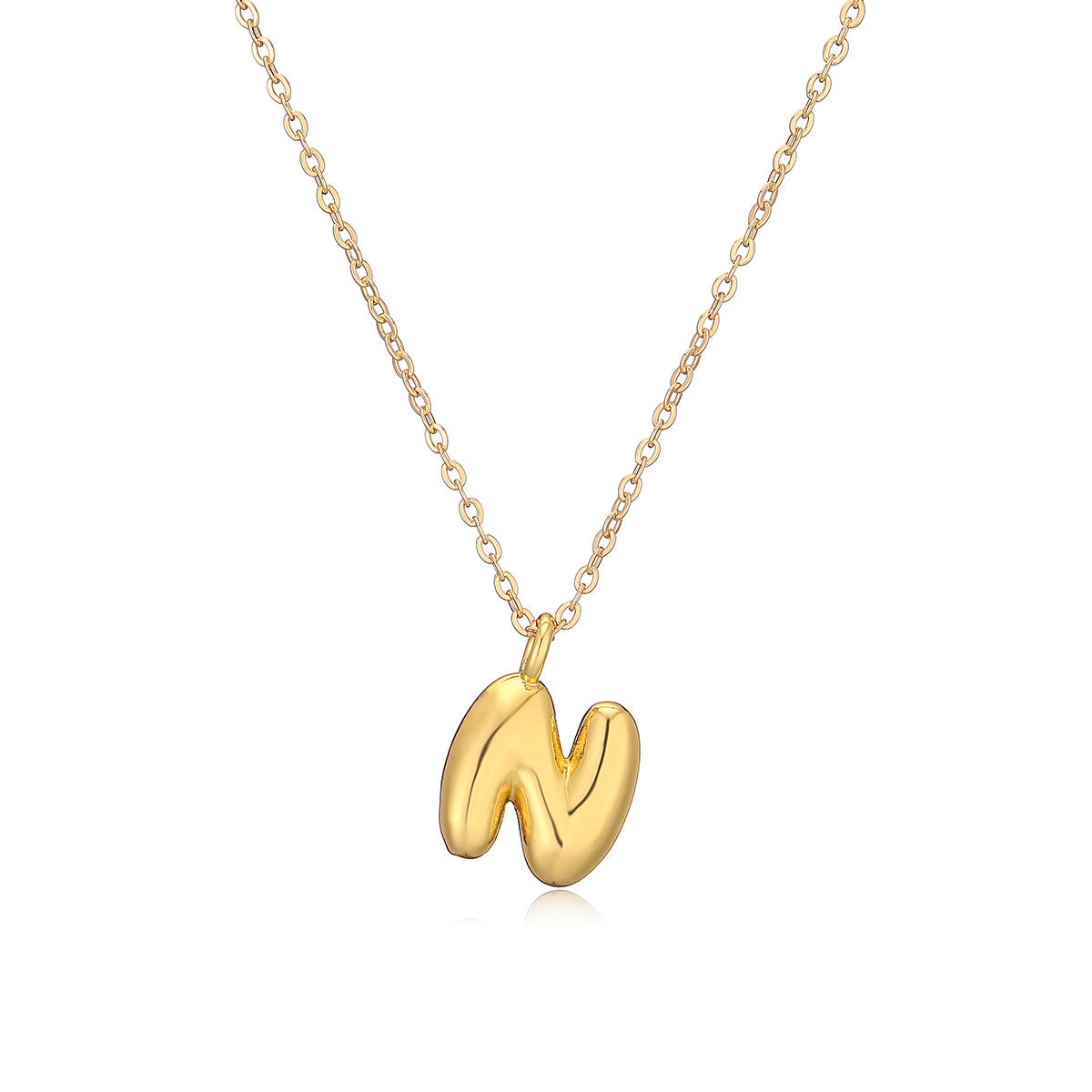Minimalist Letter-Shaped Copper Pendant Necklace with Real Gold Plating for Women