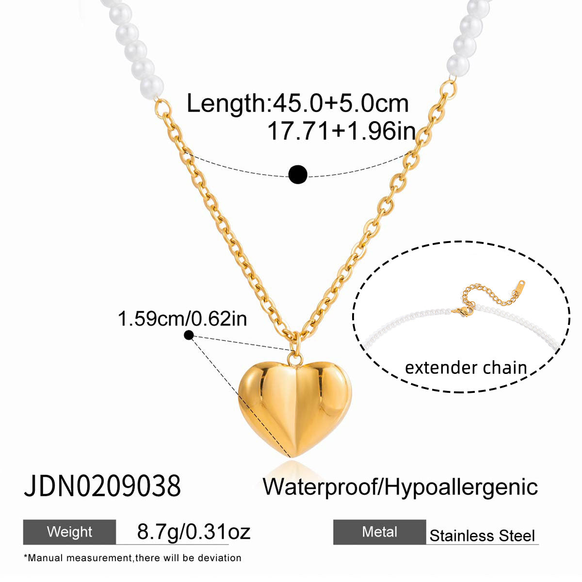 Elegant Minimalist Geometric Heart Stainless Steel Plated Cubic Zirconia Tennis Bracelet for Women