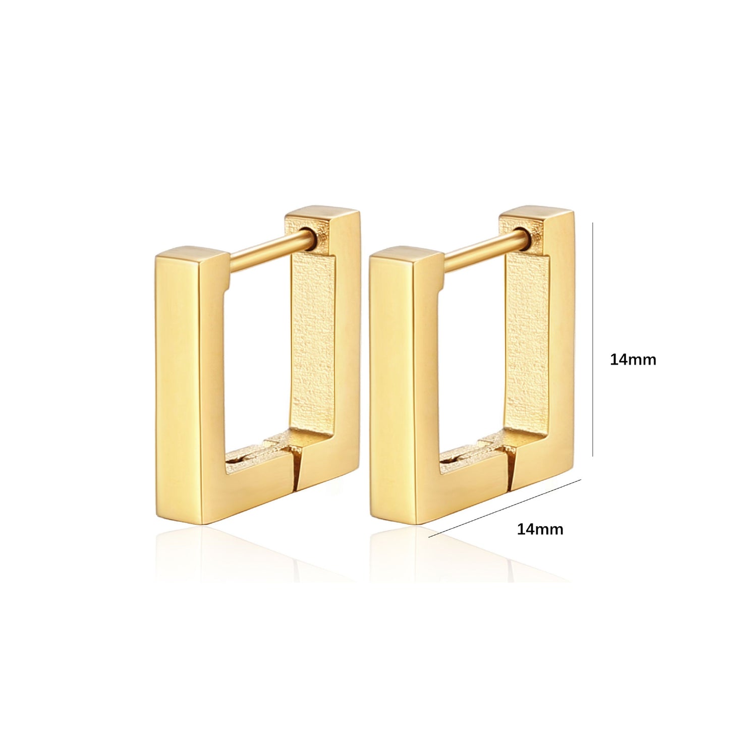 Orecchini a perno geometrici minimalisti in acciaio inossidabile placcato oro con quadrati e rettangoli, per donna, con estetica "fredda" e look raffinato